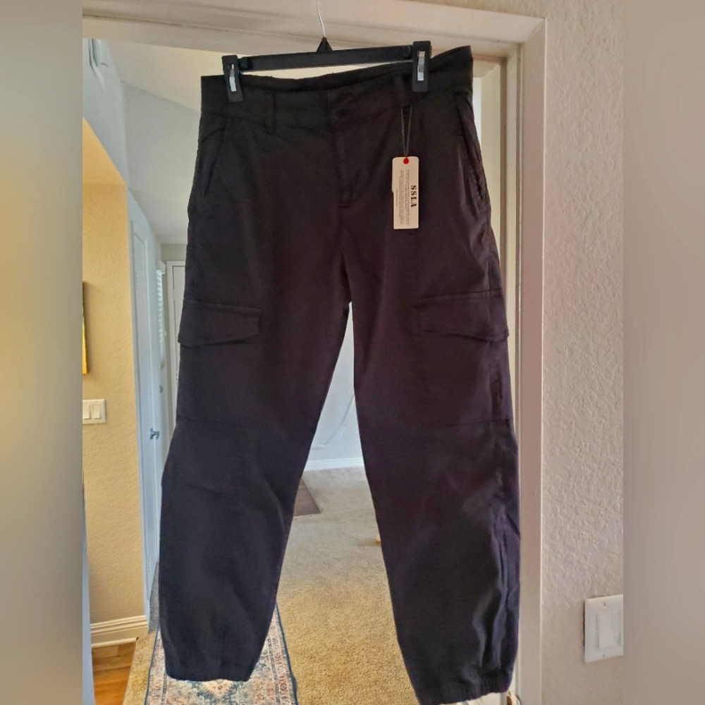 Womens Sanctuary Obsidian Black Cargo Jogger Pant Size 28 NWT